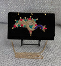 Velvet Peacock Box Clutch