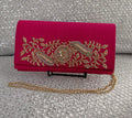 Fuchsia Pink Zardozi Soft Clutch
