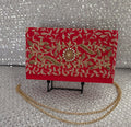 Red Zardozi Box Clutch