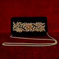 Black Velvet Zardozi Soft Clutch