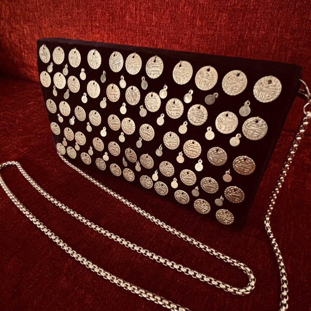 Black Metal Embellishment Box Clutch