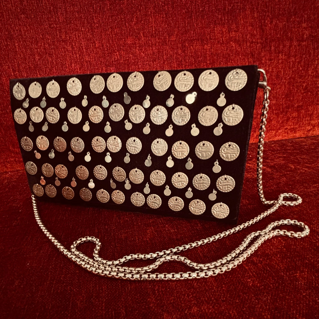 Black Metal Embellishment Box Clutch