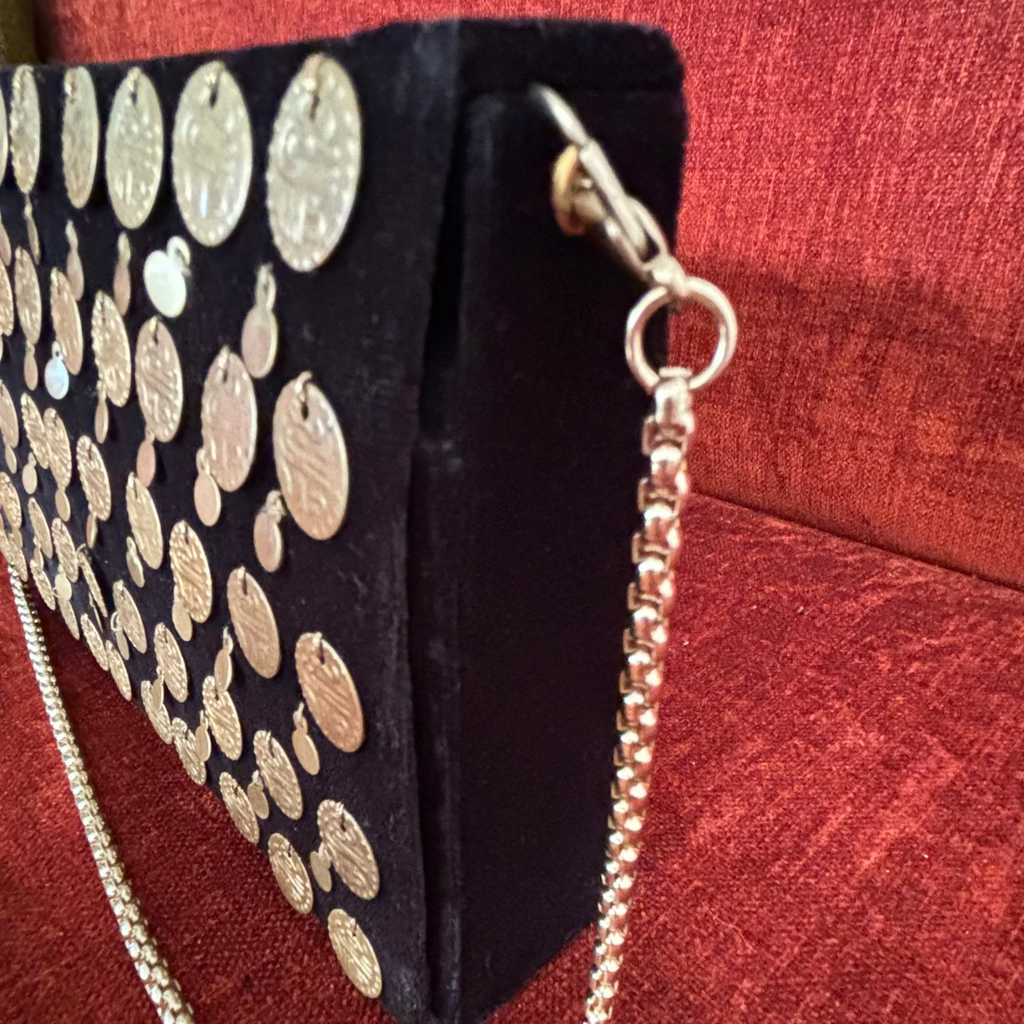 Black Metal Embellishment Box Clutch