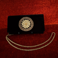Black Velvet Chakra Zardozi Soft Clutch