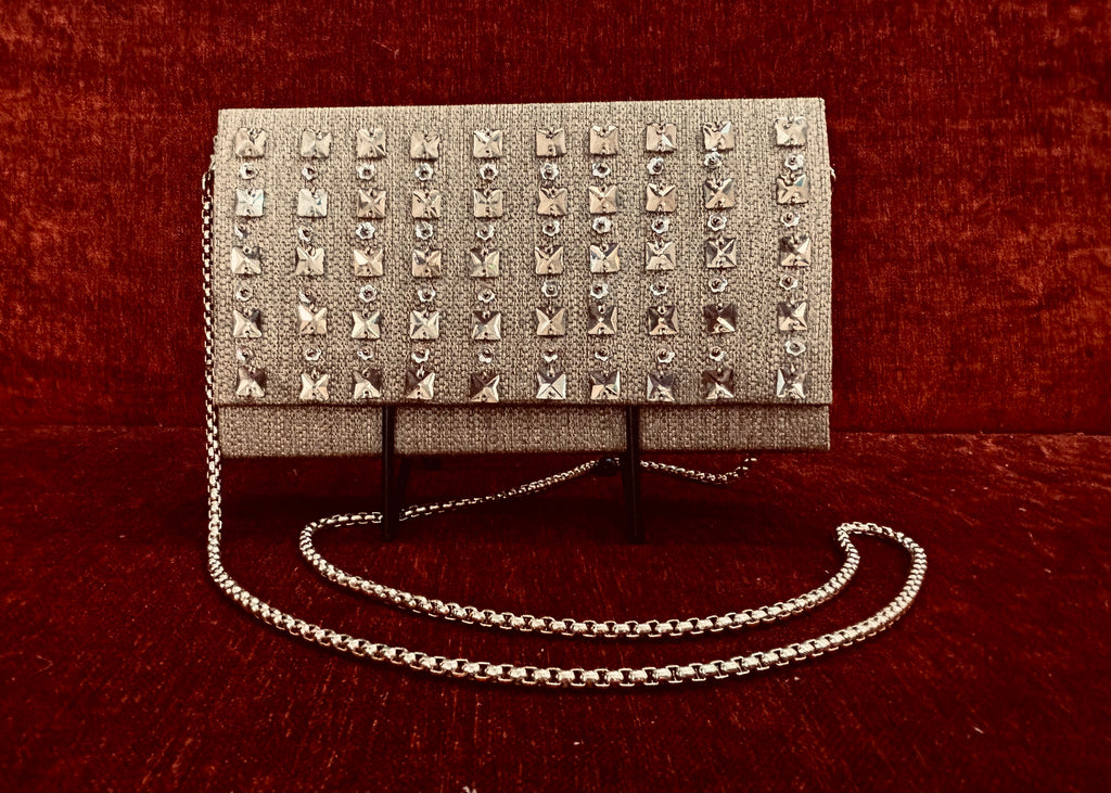 Golden Embellished Box Clutch