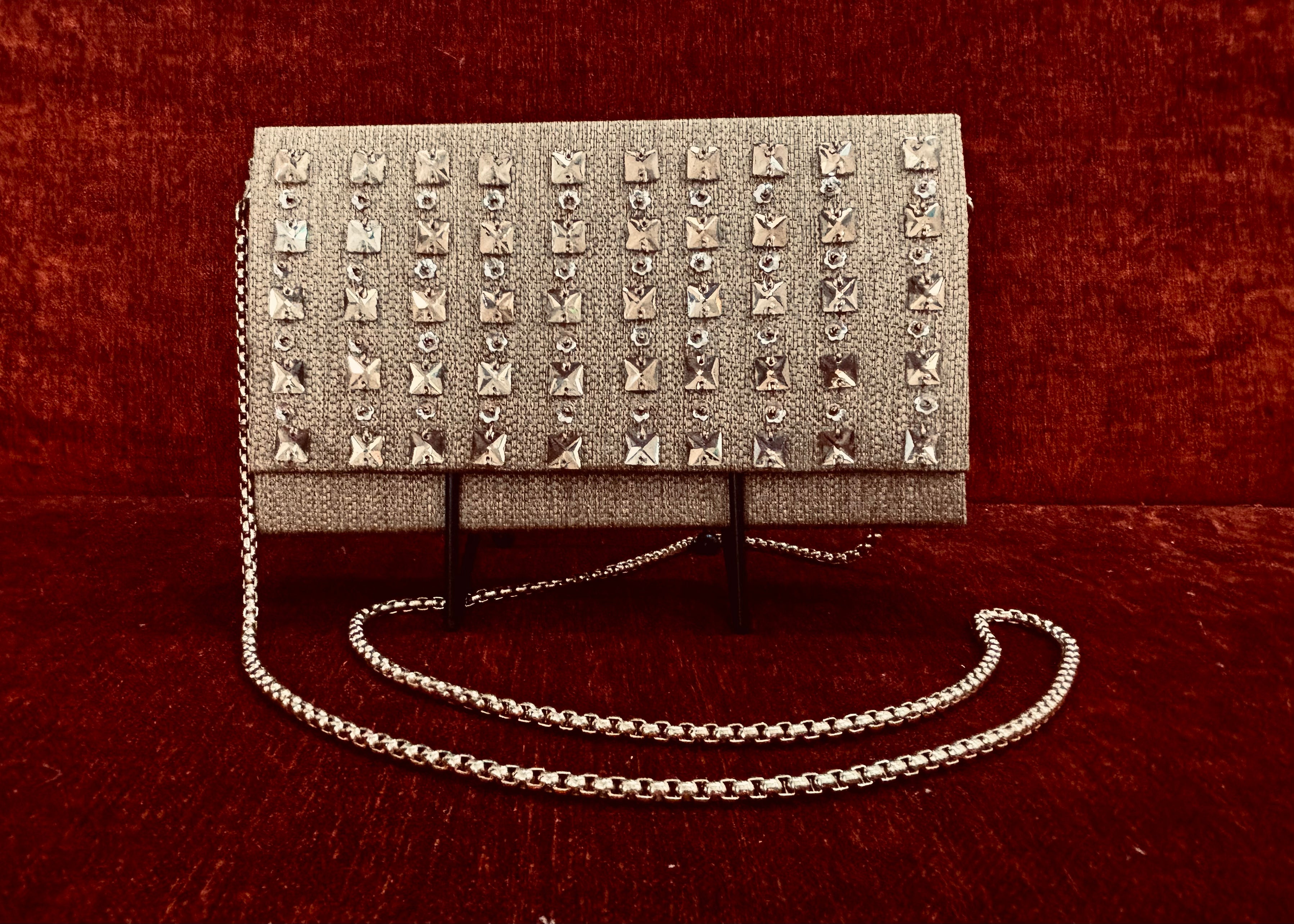 Golden Embellished Box Clutch