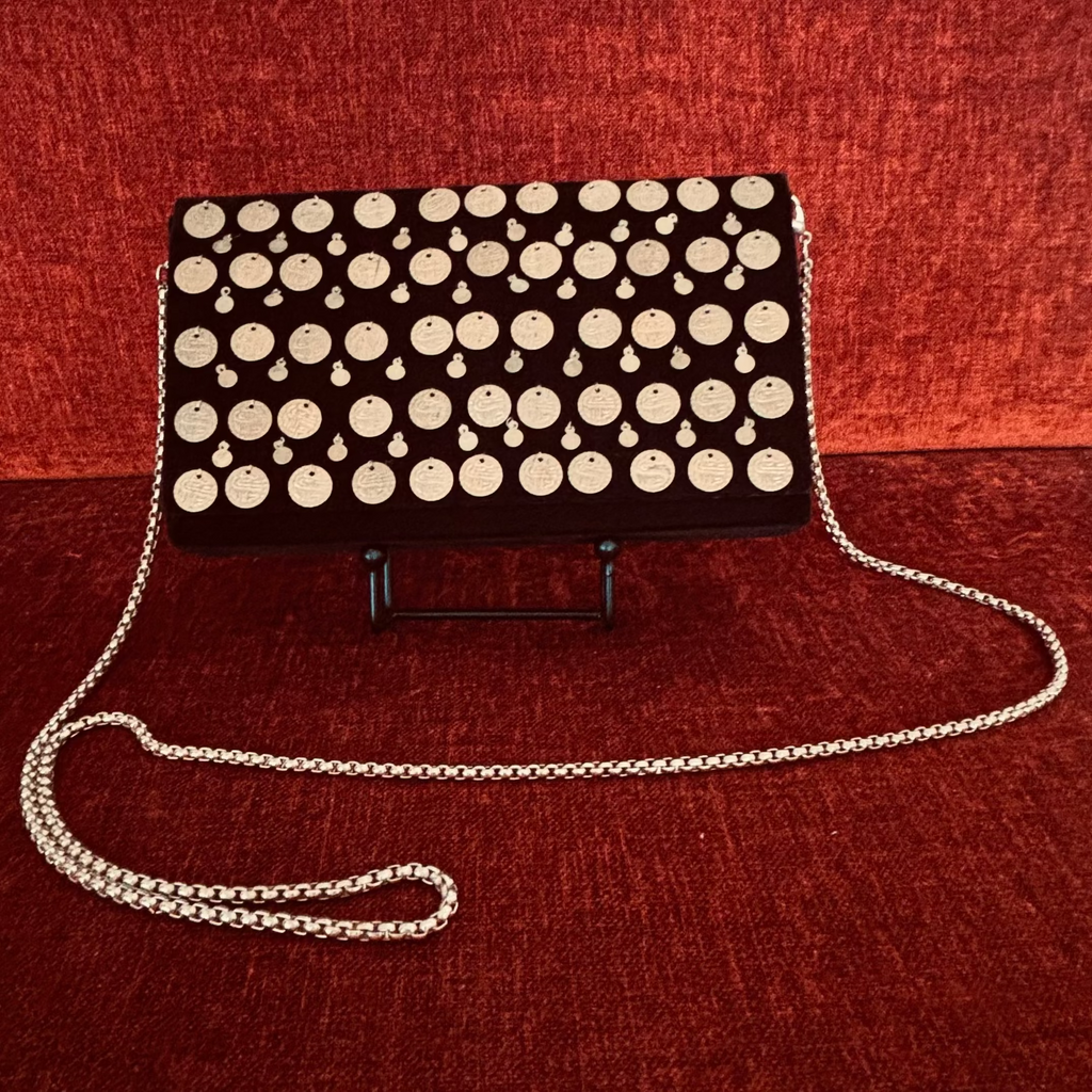 Black Metal Embellishment Box Clutch